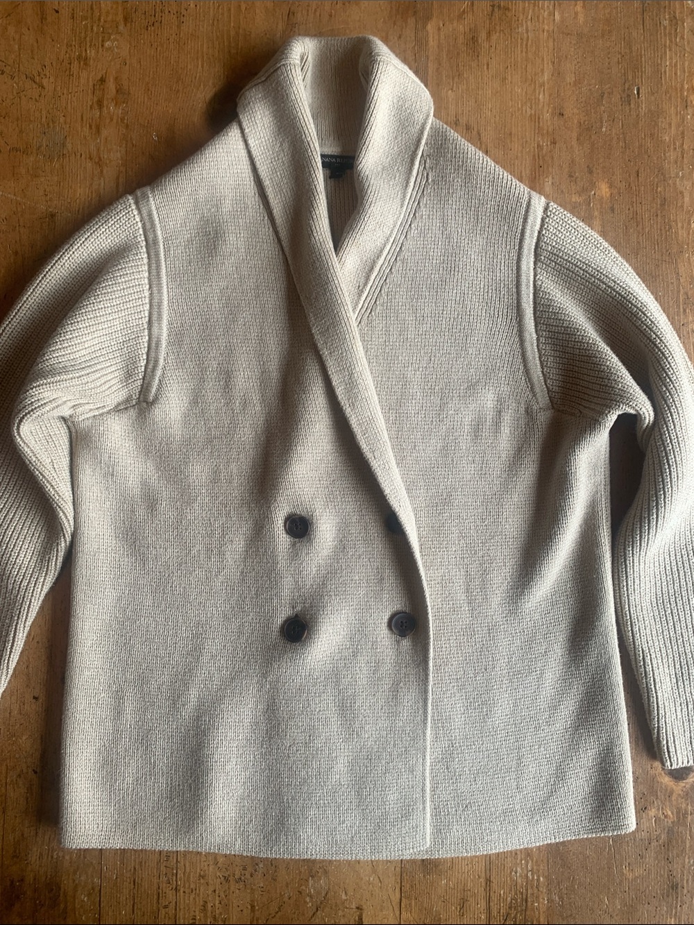 Banana Republic Cream Double-Breasted Shawl Collar Cardigan